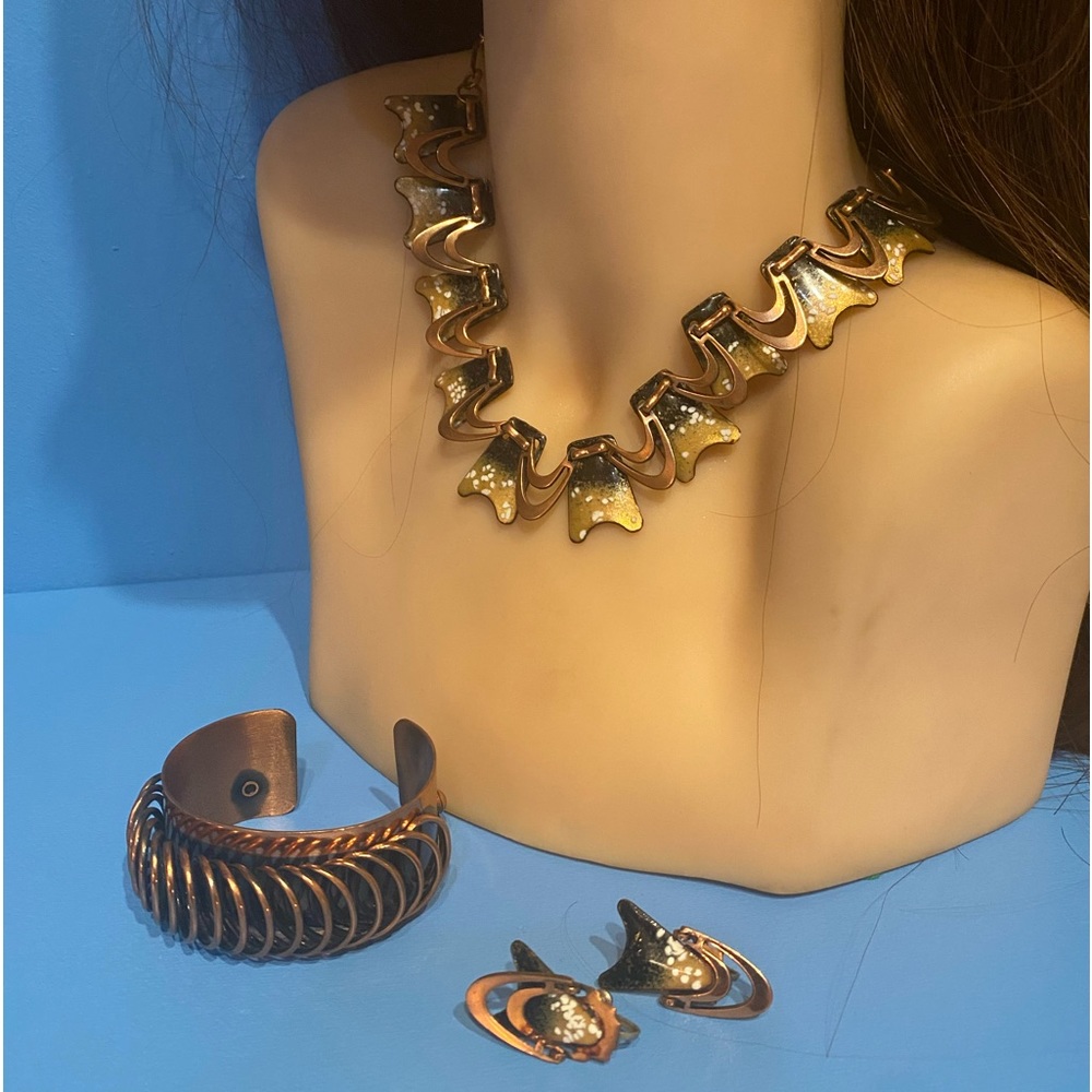 1950 RARE Matisse Unsigned Copper&Enamel Necklace and earrings.🔥PRICE REDUCTION